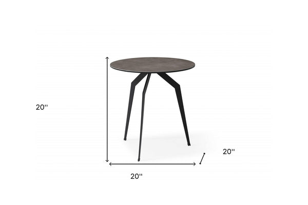 Homeroots 20" Black And Gray Ceramic Round End Table   372283