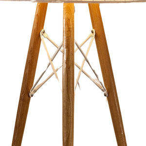 Homeroots 21" Brown Solid Wood Tripod Lamp With Brown And White Drum Shade   372286