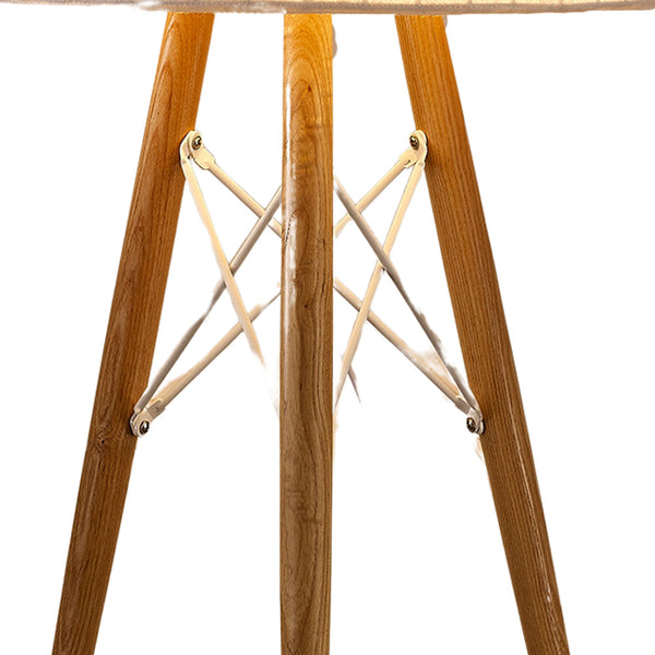 Homeroots 21" Brown Solid Wood Tripod Lamp With Brown And White Drum Shade   372286