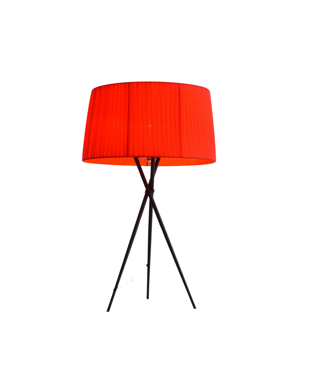 Homeroots 30" Black Metal Tripod Table Lamp With Red Empire Shade   372299