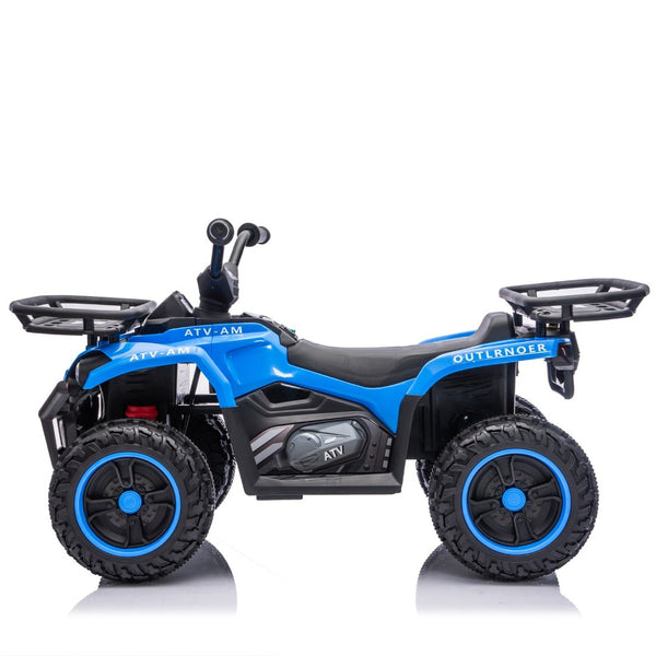 English Elm 24v Dual Motor Kids Atv Ride on with Led Lights Bluetooth Storage Racks Off Road Blue W1578P390449