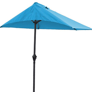 Homeroots 9" Aqua Outdoor Side Wall Umbrella  Jute 372308