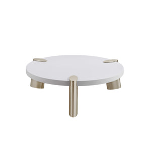 Homeroots 40" White And Gold Stainless Steel Round Coffee Table   372311