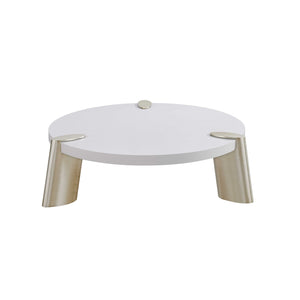 Homeroots 40" White And Gold Stainless Steel Round Coffee Table   372311