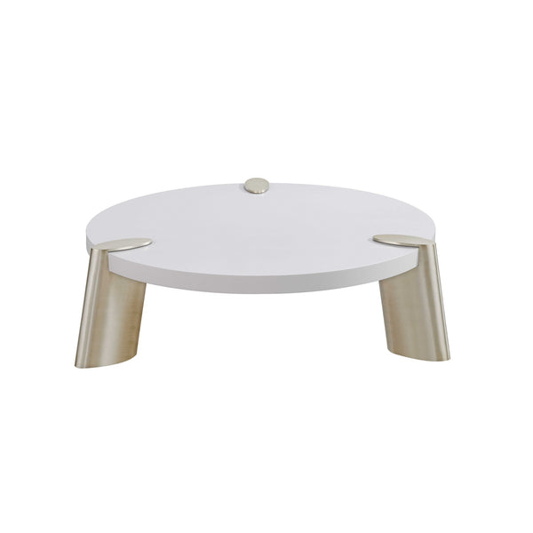 Homeroots 40" White And Gold Stainless Steel Round Coffee Table   372311