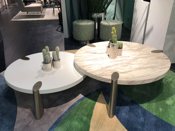 Homeroots 40" White And Gold Stainless Steel Round Coffee Table   372311