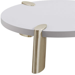 Homeroots 40" White And Gold Stainless Steel Round Coffee Table   372311