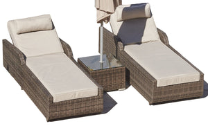 Homeroots 78" Set Of Two Brown Indoor Outdoor Chaise Lounge With Beige Cushion  Rattan 372317