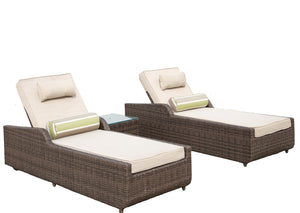 Homeroots 78" Set Of Two Brown Indoor Outdoor Chaise Lounge With Beige Cushion  Rattan 372317
