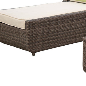 HomeRoots 78" Set of Two Brown Chaise Lounges with Beige Cushions - Stylish Indoor/Outdoor Relaxation Duo 372317