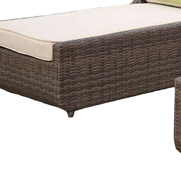 HomeRoots 78" Set of Two Brown Chaise Lounges with Beige Cushions - Stylish Indoor/Outdoor Relaxation Duo 372317