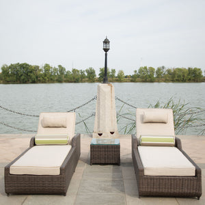 Homeroots 78" Set Of Two Brown Indoor Outdoor Chaise Lounge With Beige Cushion  Rattan 372317