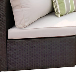 HomeRoots Six-Piece Outdoor Sectional Seating Set with Stylish Beige Cushions and Glass Coffee Table 372318