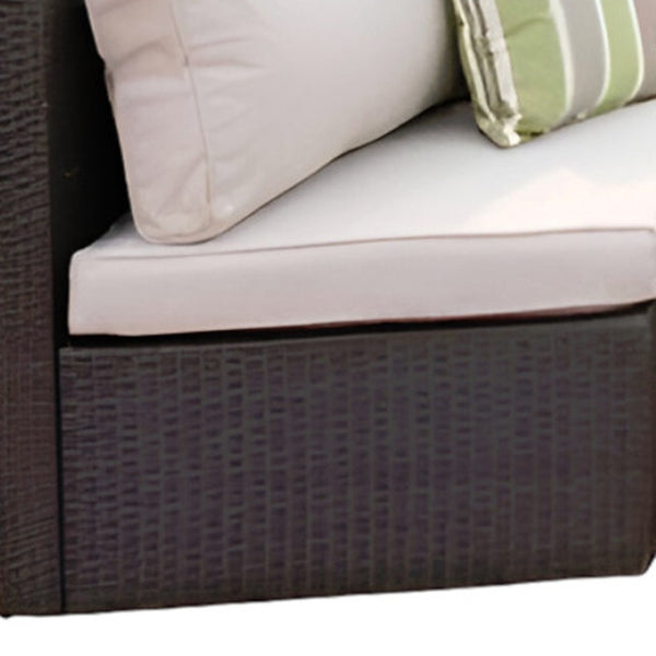HomeRoots Six-Piece Outdoor Sectional Seating Set with Stylish Beige Cushions and Glass Coffee Table 372318
