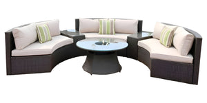 Homeroots Six Piece Outdoor Black Wicker Sectional Seating Group With Beige Cushions  Wicker 372318