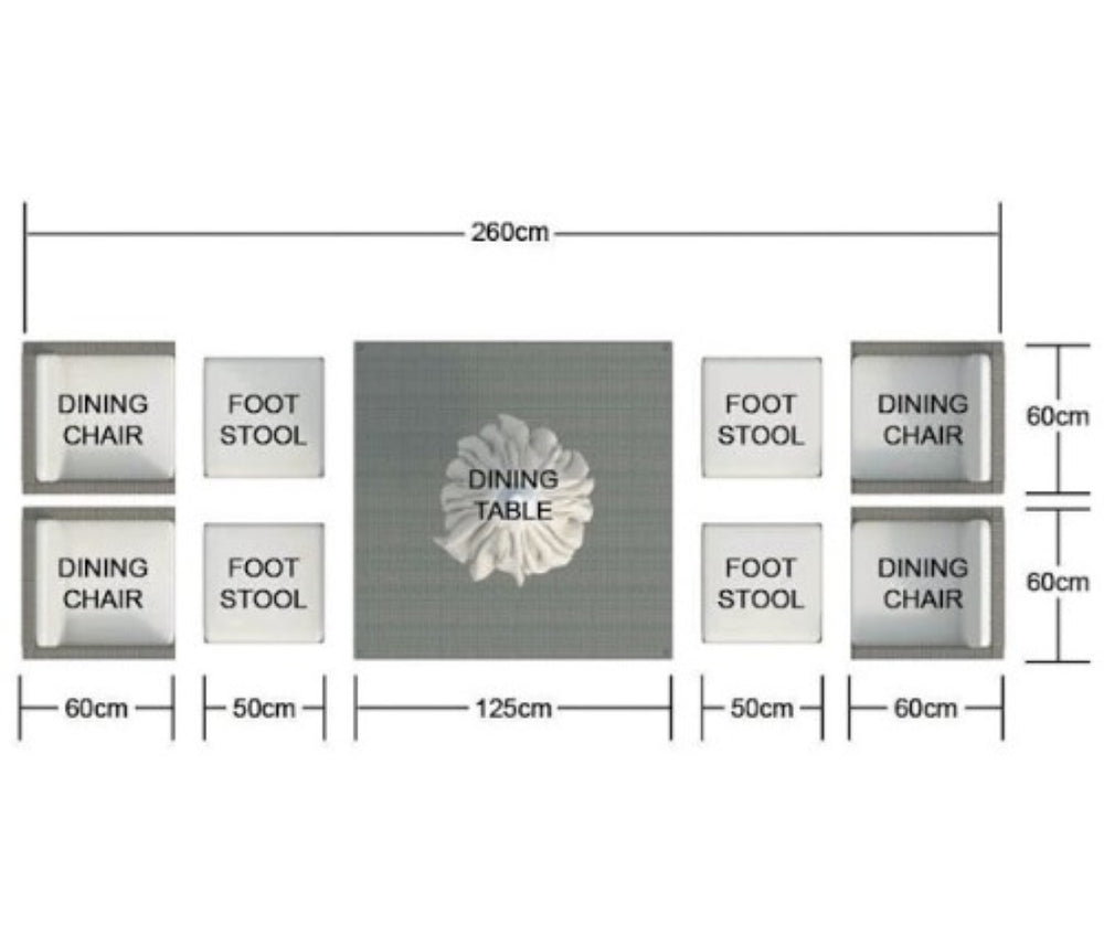 HomeRoots Nine Piece Clear and Gray Glass Dining Set - Stylish Outdoor Dining for Patios, Decks & Gardens! 372319