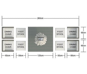Homeroots Nine Piece Clear And Gray Glass Dining Set  Polyethylene 372319