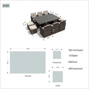 Homeroots 11 Piece Clear And Gray Glass Dining Set  Polyethylene 372320