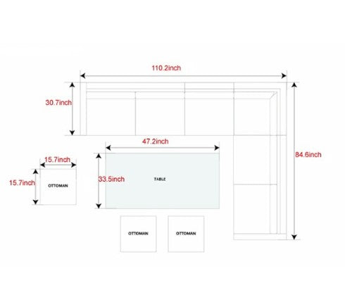 Homeroots 180.96" X 33.54" X 34.71" Brown 8piece Outdoor Sectional Set With Cushions  Polyethylene 372321