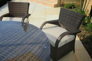 Homeroots 211" X 55" X 32" Brown 7piece Outdoor Dining Set With Washed Cushion  Polyethylene 372324