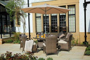 Homeroots 211" X 55" X 32" Brown 7piece Outdoor Dining Set With Washed Cushion  Polyethylene 372324