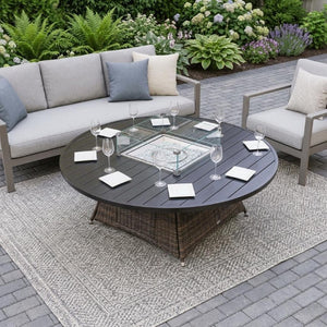 50000 Btu Aluminum Round Propane Fire Pit for Outdoor Patio Entertaining
