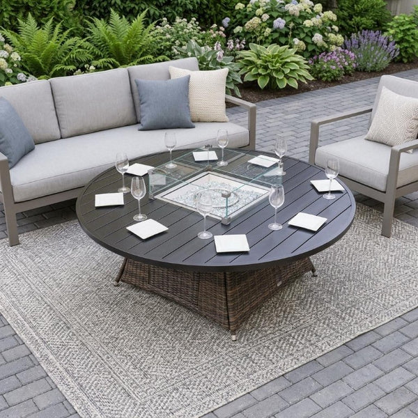 50000 Btu Aluminum Round Propane Fire Pit for Outdoor Patio Entertaining