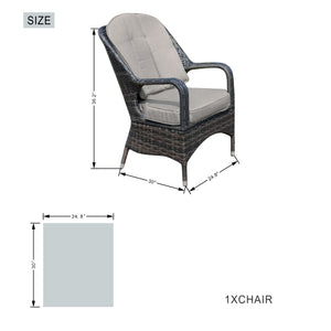 Homeroots Brown Wicker Round Outdoor Fire Pit Dining Set With 8 Chairs   372326