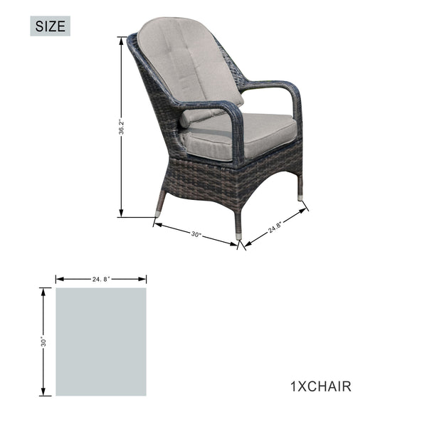 Homeroots Brown Wicker Round Outdoor Fire Pit Dining Set With 8 Chairs   372326