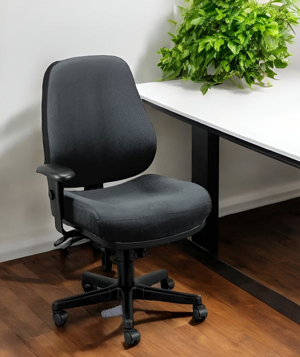 Homeroots Charcoal And Black Adjustable Swivel Fabric Rolling Office Chair Charcoal Jute 372330