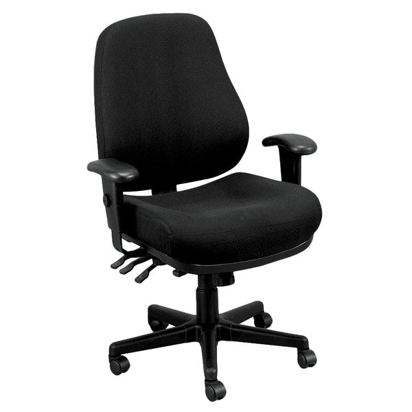 Homeroots Black Adjustable Swivel Fabric Rolling Office Chair Black Jute 372331