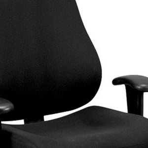 Homeroots Black Adjustable Swivel Fabric Rolling Office Chair Black Jute 372331