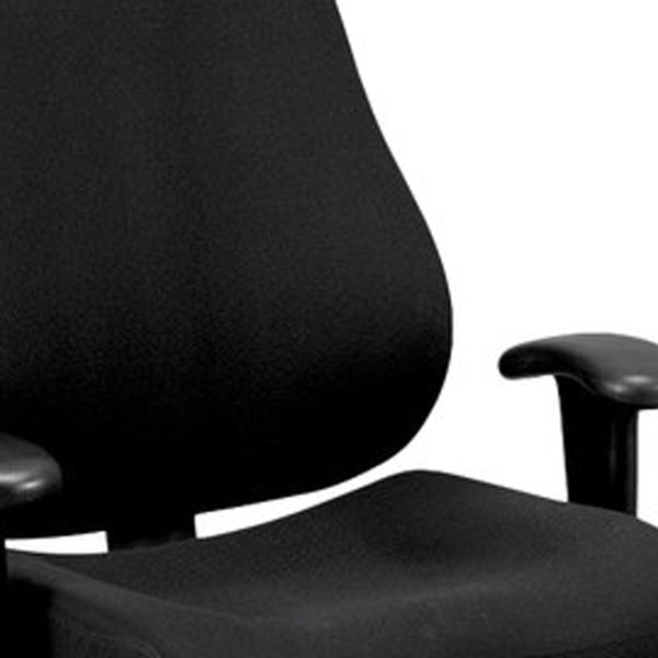 Homeroots Black Adjustable Swivel Fabric Rolling Office Chair Black Jute 372331