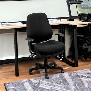 Homeroots Black Adjustable Swivel Fabric Rolling Office Chair Black Jute 372331