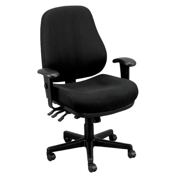 Homeroots Black Adjustable Swivel Fabric Rolling Office Chair Black Jute 372331
