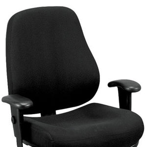 Homeroots Black Adjustable Swivel Fabric Rolling Office Chair Black Jute 372331