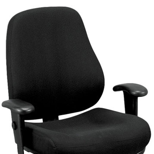 Homeroots Black Adjustable Swivel Fabric Rolling Office Chair Black Jute 372331