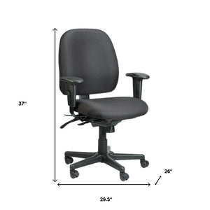 Homeroots Black Adjustable Swivel Fabric Rolling Office Chair Black Jute 372333