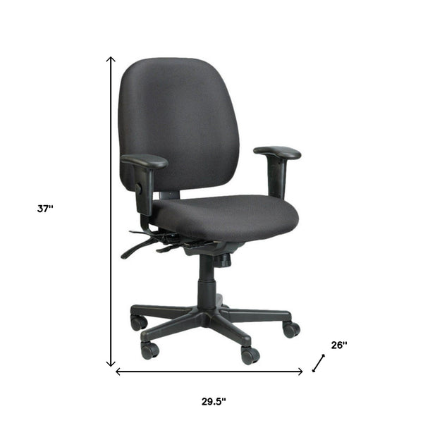 Homeroots Black Adjustable Swivel Fabric Rolling Office Chair Black Jute 372333
