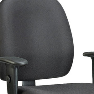 Homeroots Black Adjustable Swivel Fabric Rolling Office Chair Black Jute 372333