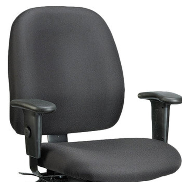 Homeroots Black Adjustable Swivel Fabric Rolling Office Chair Black Jute 372333