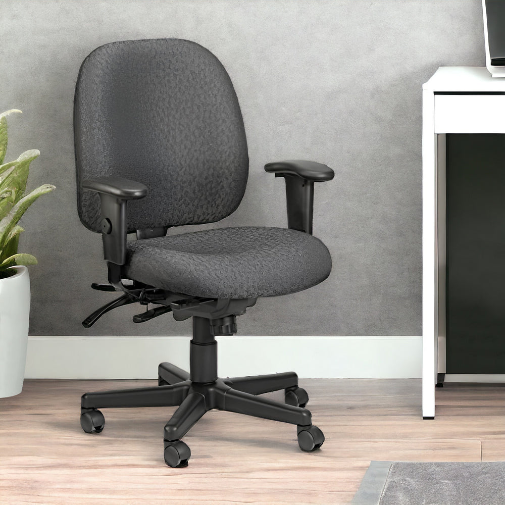 Homeroots Charcoal Adjustable Swivel Fabric Rolling Office Chair  Jute 372334