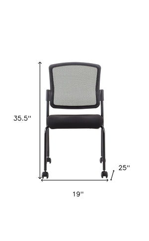 Homeroots Black Mesh Rolling Office Chair  Plastic 372336