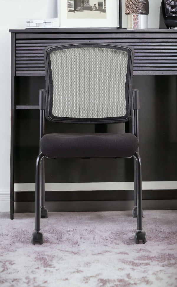Homeroots Black Mesh Rolling Office Chair  Plastic 372336