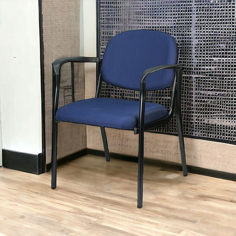 Homeroots Set Of Two Navy Blue And Black Fabric Office Chair Navy Jute 372338
