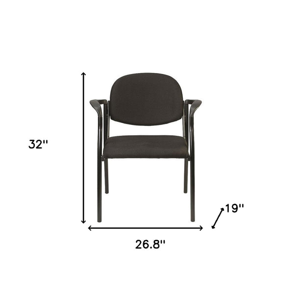 Homeroots Set Of Two Black Fabric Office Chair Black Jute 372339