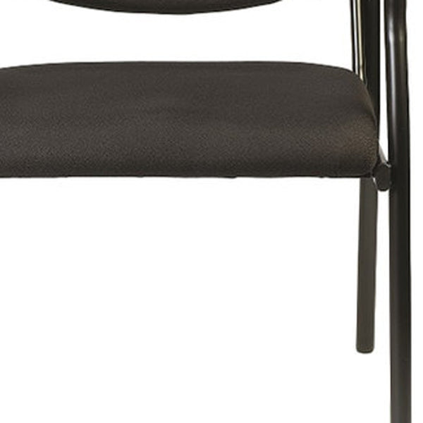 Homeroots Set Of Two Black Fabric Office Chair Black Jute 372339