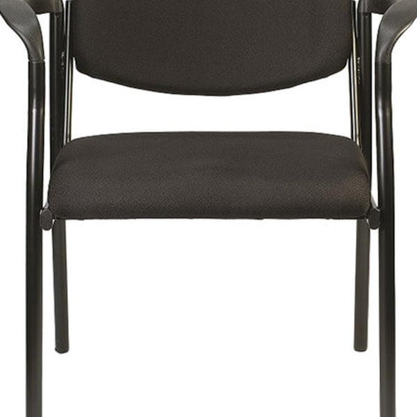 Homeroots Set Of Two Black Fabric Office Chair Black Jute 372339