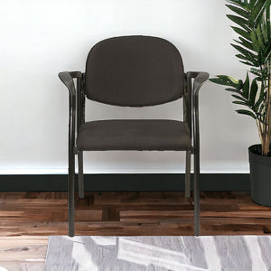 Homeroots Set Of Two Black Fabric Office Chair Black Jute 372339