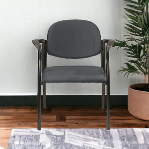 Homeroots Set Of Two Gray And Black Fabric Office Chair  Jute 372340